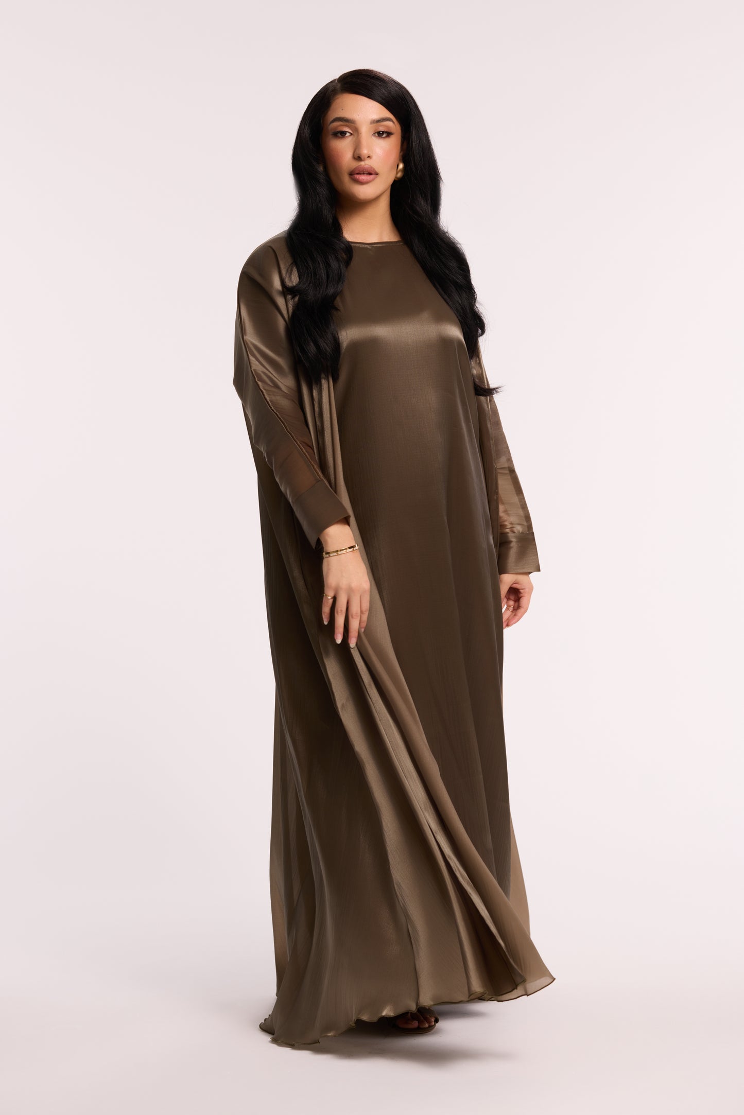 LD AIRY ORGANZA ABAYA TAUPE