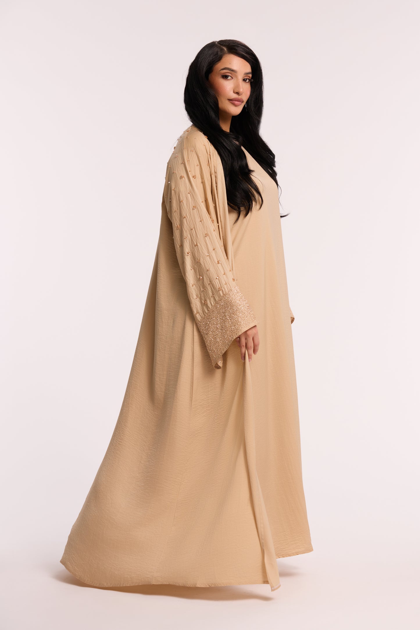 LD ABAYA AL NAKHEEL NUDE 3 PIECE SET