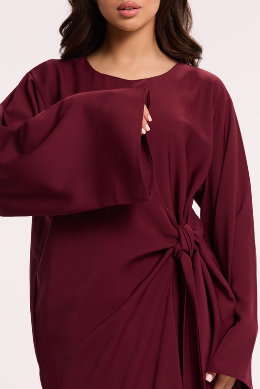 LD WRAP ABAYA BORDEAUX RED