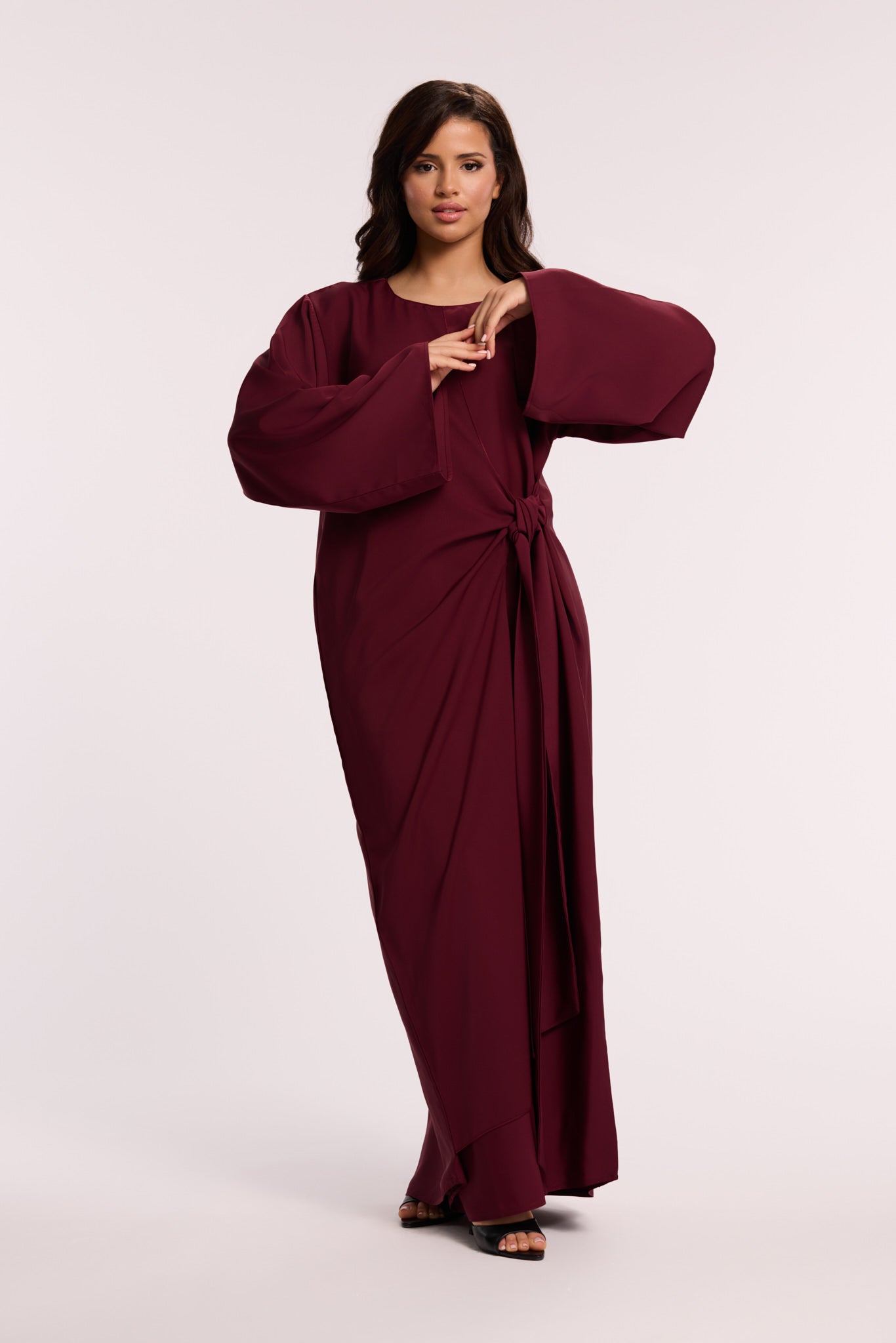 LD WRAP ABAYA BORDEAUX RED